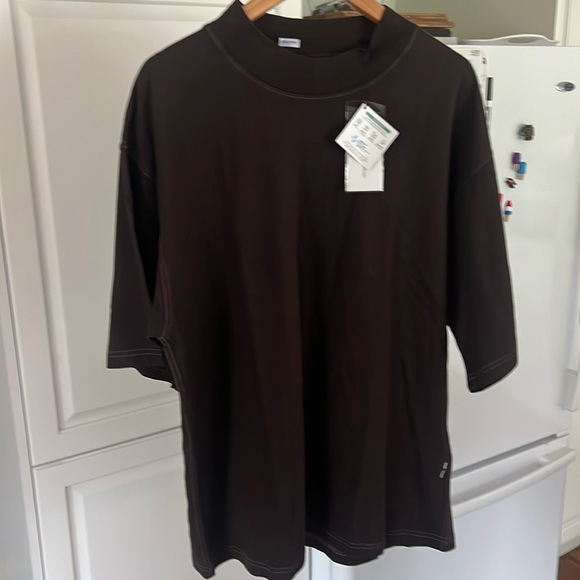 ASRV 0385. CottonPlus™ Oversized Mock Neck Tee - Dark Earth - Picture 2 of 5